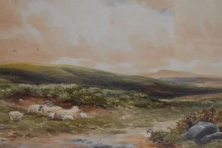 Wycliffe Egginton RI RCA (1875-1951, British), watercolour, Sheep grazing in a remote landscape,