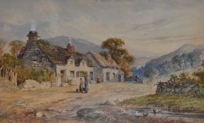 W.Earle (William Robert '?', 1806-1880), watercolour, 'Cottages Near Dolgelley, North Wales', signed