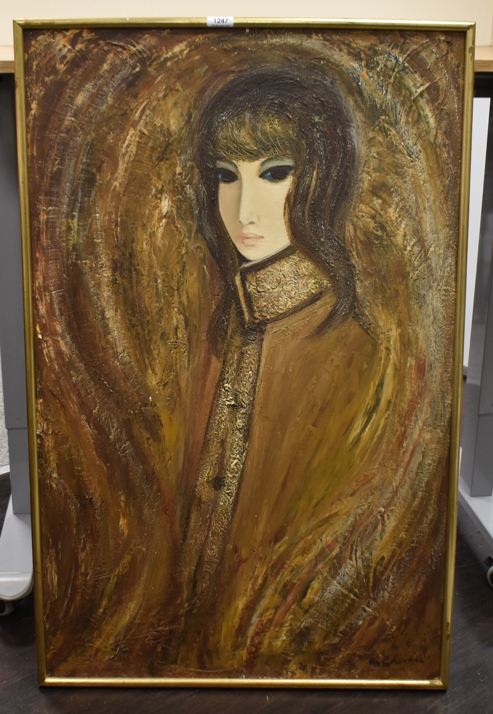 20th Century (Swedish School), oil on board, A half length portrait of a young female, impasto - Image 2 of 5