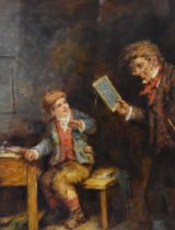 Mark William Langlois (fl.1862-1873, British), oil on canvas, Teacher with a young boy, signed to