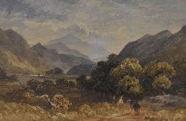 19th/20th Century, British School, watercolour, A mountainous landscape with shepherd and cattle