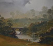 Peter M. Drewett (b.1957, British), oil on canvas, A Scottish Highland landscape depicting cattle
