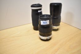 Three Hoya lenses. A HMC Tele Auto 1:2,8 135mm, a HMC Tele Auto 1:3,5 200mm and a HMC Zoom 1:4 80-