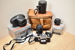 A Pentax SME Super camera body N3107253 with SMC Pentax-A 1:1,7 50mm lens, Prinzflex Auto Zoom 1:3,