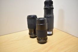 Three lenses. A Sun Auto Zoom 1:3,8 70-140, a Sun 1:4,5 80-200mm and a Takumar Zoom 1:4,5 85-210mm