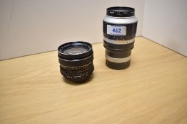 Two Hanimex lenses. A 1:2,8 28mm and a Tele Auto 1:3,5 135mm