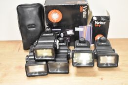 Five Vivitar flash guns. Three Vivitar zoom Thyristor 285 and two Vivitar zoom Thyristor 285HV