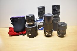 Five Tamron lenses, Three SP 1:2,8- 3,8 35-80mm, an Auto 1:3,5 200mm and a CF Macro 1:3,5-4,5 28-