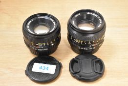 Two Ricoh XR Rikenon lenses. A 1:1,7 50mm and 1:2 50mm