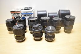 Nine Tamron lenses. Three 1:3,5-4,5 28-70mm, four CF Macro 1:3,5-4,5 28-70mm and three SP CF Macro