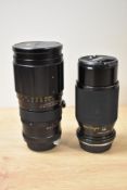 Two Soligar lenses, a Tele Auto 1:3,5 200mm and a MC C/D Zoom + Macro 1:4,5 80-200mm