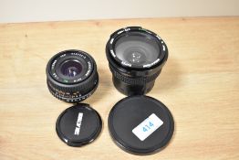 Two Sunactinon lenses, an Auto MC 1:2,8 28mm and a Super Wide Semi Fish eye 0.42X