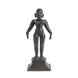 A BRONZE FIGURE OF A HINDU GODDESS, SOUTH INDIA, 19TH CENTURY