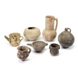 SEVEN PERSIAN POTTERY VESSELS, MOSTLY CIRCA 10TH-12TH CENTURY