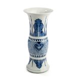 A CHINESE BLUE AND WHITE BEAKER VASE, 'GU', 19TH CENTURY