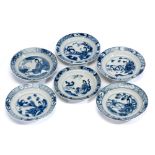 SIX SMALL MATCHED CHINESE BLUE AND WHITE DISHES. QING DYNASTY, KANGXI PERIOD (1662-1722)