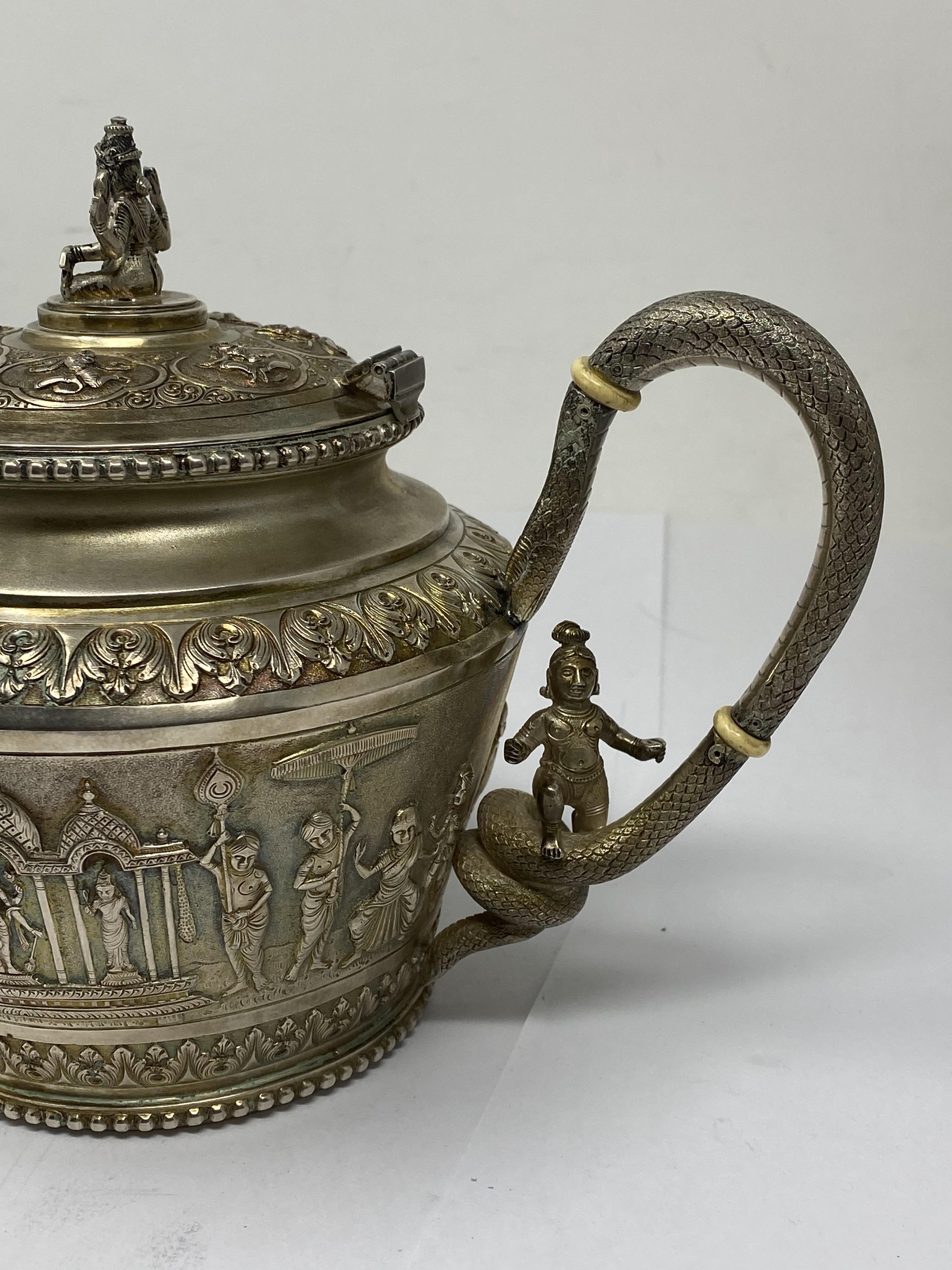 ˜A PARCEL-GILT-SILVER TEA SET, ATTRIBUTED TO P. ORR AND SONS, MADRAS (CHENNAI), INDIA, CIRCA 1905-10 - Image 11 of 18