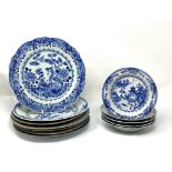 SIX CHINESE EXPORT BLUE AND WHITE DINNER PLATES, 18TH CENTURY