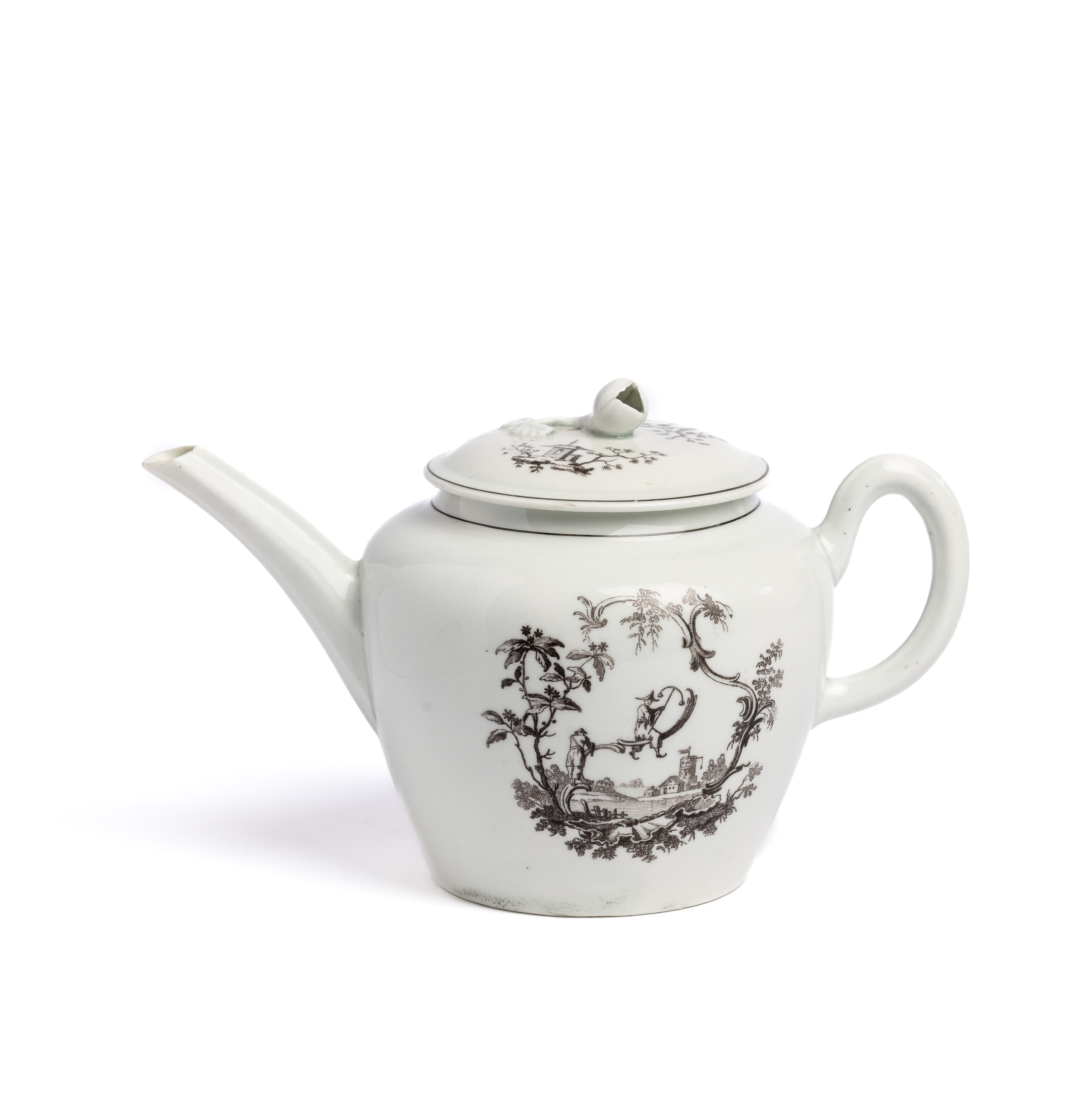 ‡ A WORCESTER TEAPOT AND COVER, CIRCA 1756-60