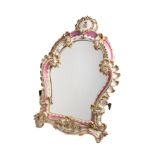 AN ENGLISH PORCELAIN LARGE EASEL MIRROR, PROBABLY COALPORT, MID 19TH CENTURY