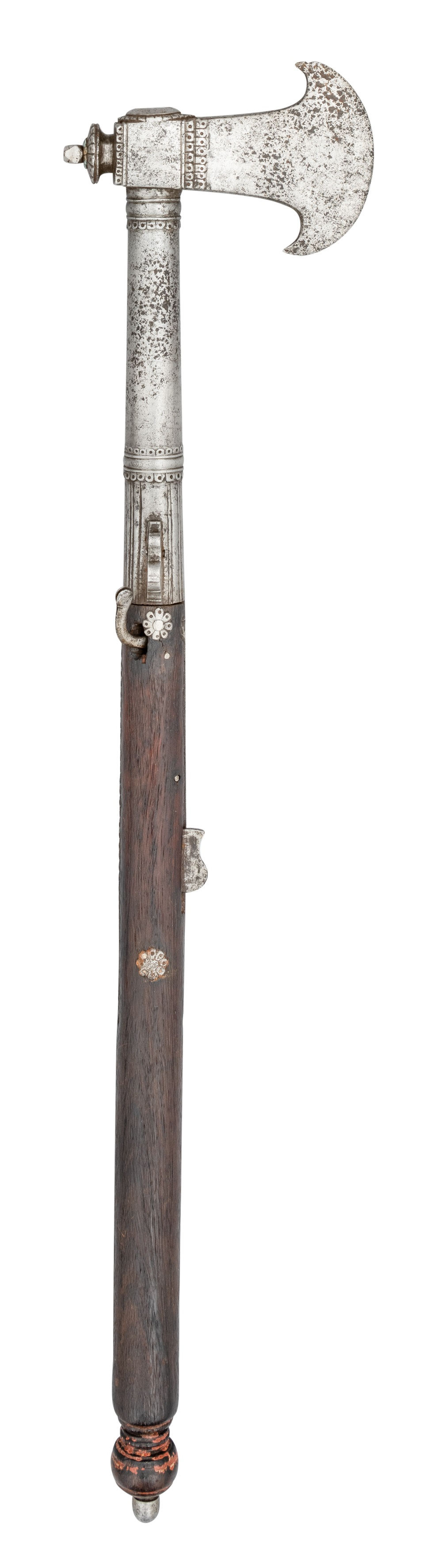 A RARE INDIAN COMBINED AXE AND MATCHLOCK PISTOL, 18TH CENTURY, POSSIBLY TRAVANCORE, KERALA