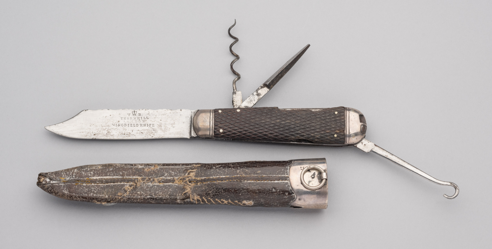 A SILVER-MOUTED FIXED-BLADE WINGFIELD KNIFE, THORNHILL, LONDON, CHESTER 1881