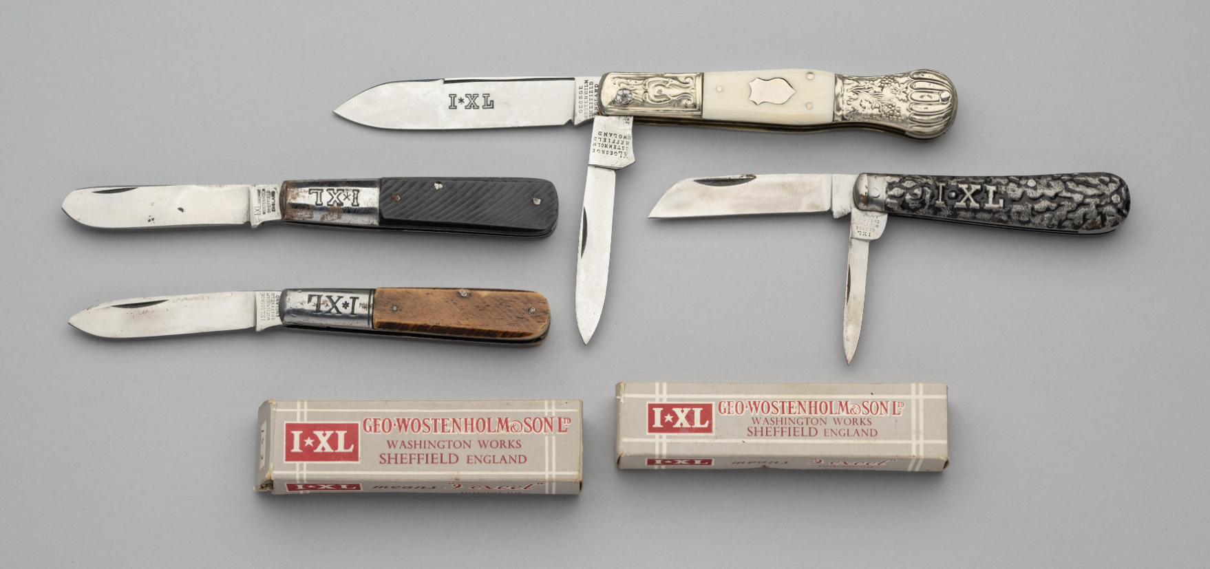 SIX POCKET KNIVES, GEORGE WOSTENHOLM, SHEFFIELD, 20TH CENTURY