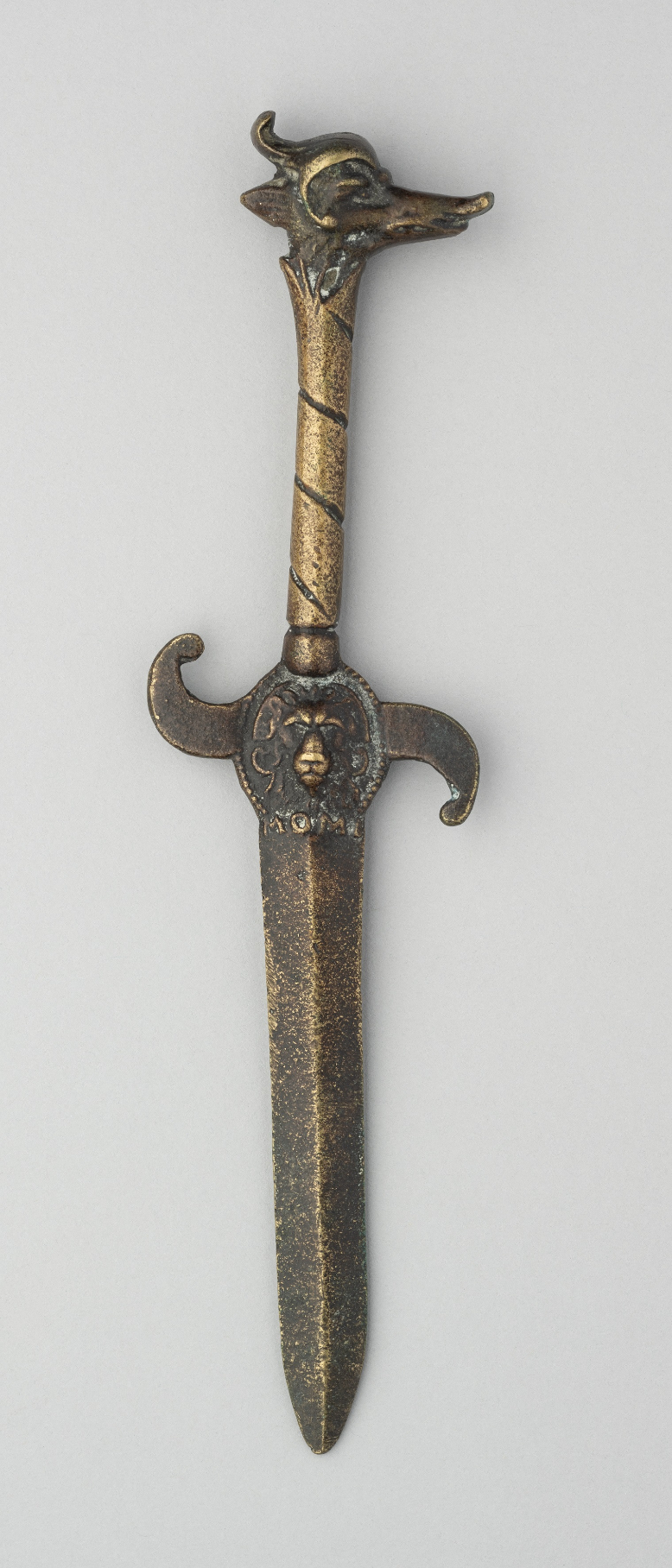 A BRONZE DAGGER IN FANTASTIC MEDIEVAL STYLE, MID-19TH CENTURY