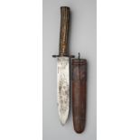 AN INDIAN BOWIE KNIFE, ARNACHELLUM, SALEM, CIRCA 1880