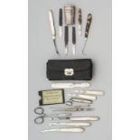 ˜ A SILVER CASED SET OF LANCETS, LONDON 1796 AND A NAVAL SURGEON’S KIT, LATE 19TH CENTURY