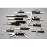 A LOCK KNIFE AND SEVEN PENKNIVES, ALLEN & SON, SHEFFIELD, LATE 19TH CENTURY, AND FOUR FURTHER
