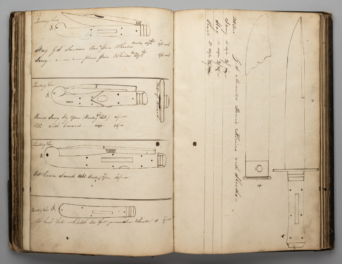 A RARE KNIFE PATTERN BOOK, SHEFFIELD, CIRCA 1833-1910, INCLUDING DESIGNS FOR RODGERS