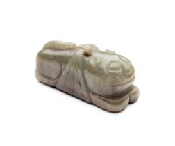 A CHINESE GREEN JADE CAT, QING DYNASTY (1644-1911)