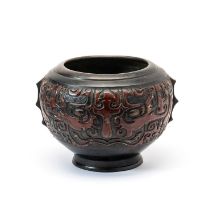 A CHINESE LACQUERED-BRONZE ARCHAISTIC CENSER, QING DYNASTY, 19TH CENTURY