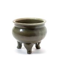 A CHINESE LONGQUAN CELADON TRIPOD CENSER, MING DYNASTY (1368-1644)