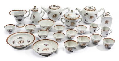 A CHINESE EXPORT FAMILLE-ROSE PART TEA SERVICE, QING DYNASTY, QIANLONG PERIOD (1736-95)