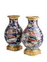 A PAIR OF CHINESE CLOISONNE ENAMEL 'DRAGON' VASES, QING DYNASTY, 19TH CENTURY