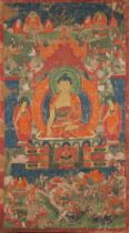 A THANG-KA DEPICTING BUDDHA, TIBET, 18TH CENTURY