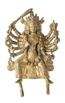 A GILT-BRONZE FIGURE OF DURGA, NEPAL, 17TH/18TH CENTURY