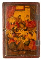 A QAJAR LACQUER FOLDING MIRROR CASE