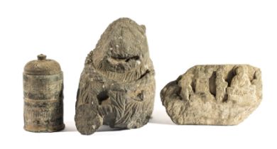 THREE GANDHARA GREY SCHIST FRAGMENTS, NORTH-WESTERN PAKISTAN, 3RD/4TH CENTURY