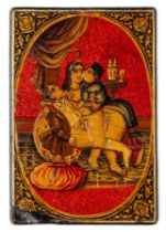 A QAJAR LACQUERED PAPIER MACHE PLAYING CARD, PERSIA, 19TH CENTURY