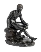 AN ITALIAN BRONZE FIGURE, 'SEATED MERCURY', GIORGIO SOMMER FOUNDRY, NAPLES, LATE 19TH CENTURY