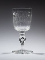 A LAURENCE WHISTLER (1912-2000) STIPPLE ENGRAVED GOBLET, DATED 1988