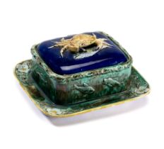 A JOSEPH HOLDCROFT MAJOLICA SARDINE BOX AND COVER, CIRCA 1880