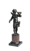 AN ITALIAN BRONZE FIGURE OF CUPID, ATTRIBUTED TO THE WORKSHOP OF NICOLO ROCCATAGLIATA (CIRCA