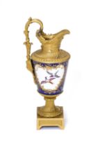 A GILT-BRONZE AND SEVRES EWER, THE PORCELAIN 1750s, THE GILT BRONZE EARLY 19TH CENTURY