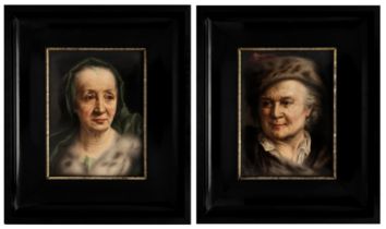 A PAIR OF BERLIN (KPM) PAINTED PORCELAIN PLAQUES OF GENRE PORTRAITS, CIRCA 1900