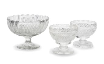 AN ANGLO-IRISH CUT-GLASS PEDESTAL BOWL, EARLY 19TH CENTURY