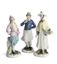 THREE MEISSEN MINIATURE FIGURES, CIRCA 1750